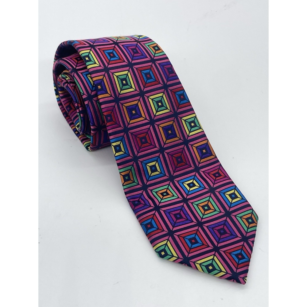 Paul Fredrick Geometric silk‎ tie Men's Preppy Party Career Wedding
